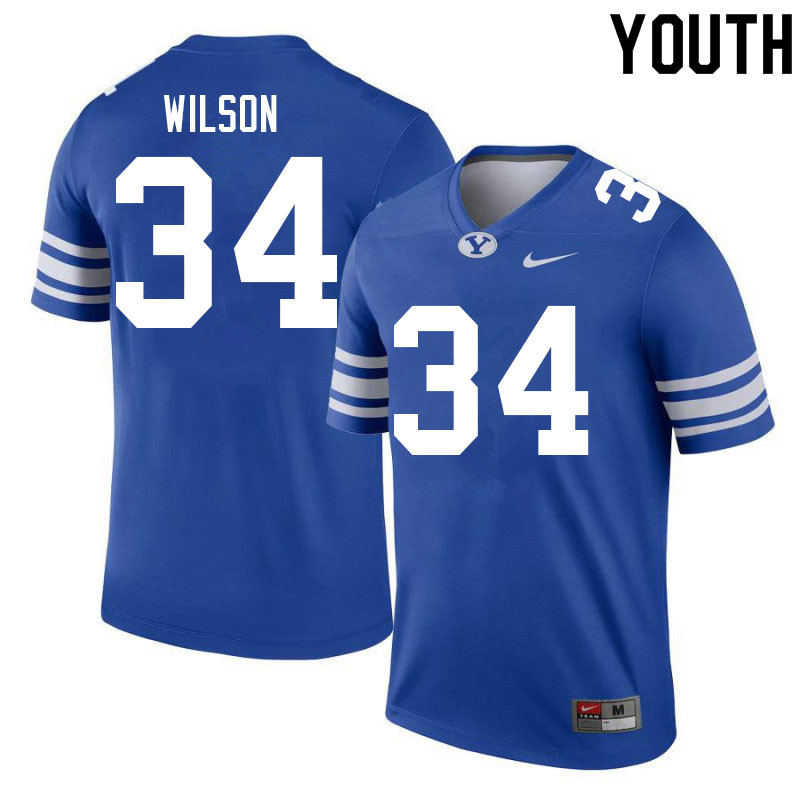 Youth #34 Josh Wilson BYU Cougars College Football Jerseys Sale-Royal